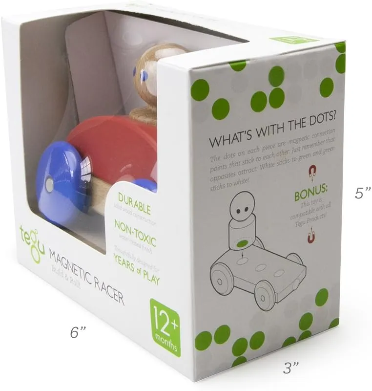 3 Piece Tegu Magnetic Racer Building Block Set, Poppy Big Top