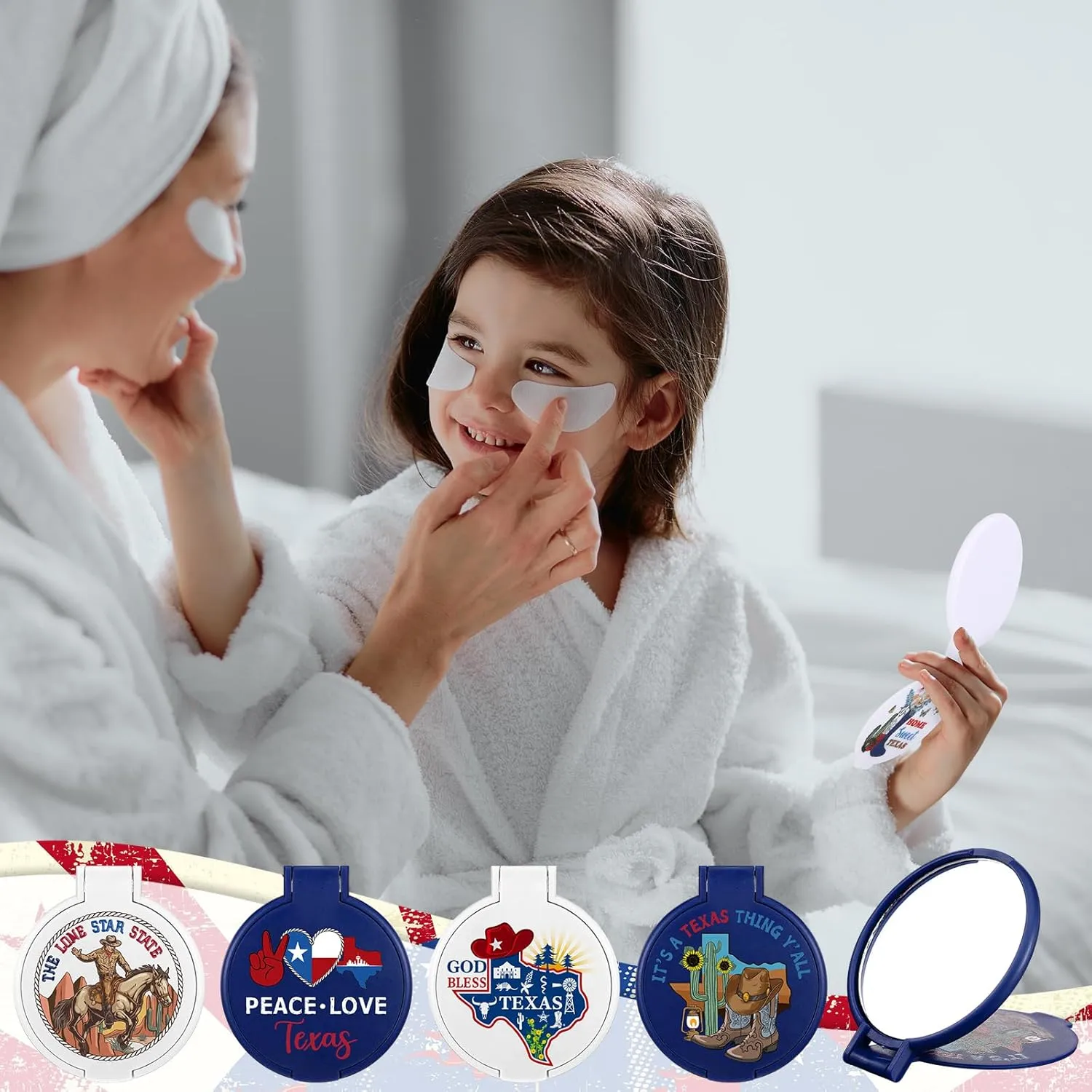 30 Pcs Texas City Compact Mirror Gifts Bulk Travel Souvenirs Small Pocket Portable Round Folding Makeup Hand Mirror Employee Appreciation Gifts for Women Coworker