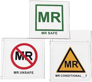 30-Set MRI Safety MR Safe Unsafe Conditional Label Vinyl Sticker 2 x 2 inch Waterproof 30 Pieces