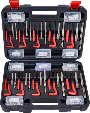 304pcs Thread Repair Kit, SAE and Metric Helicoil Repair Kit, HSS Drill, Threaded Inserts, Screw Tap, Installation and Tang Break Tool, 1/4" 5/16" 3/8" 7/16" 1/2" M5 M6 M8 M10 M12