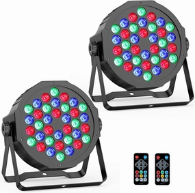36LED RGB Stage Lights 2Pack - 36W Corded LED Par Light Sound Activated Remote & DMX Control Uplights for Events Wedding Church Party Club Music Dance Live Show Stage Lighting