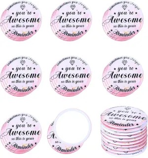 36Pcs Inspirational Compact Mirror Employee Appreciation Gifts Bulk Small Makeup Mirror Portable Round Mini Pocket Mirrors for Purse Valentines, Women Coworker Friends Favors
