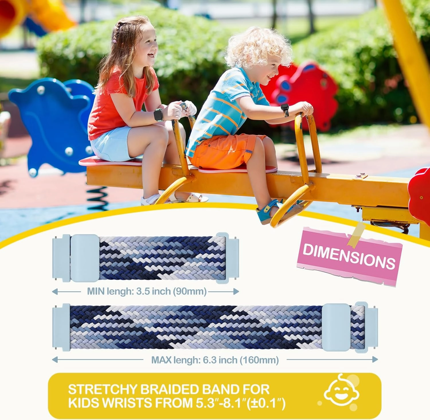 3 Pack Adjustable Braided Stretchy Solo Loop Compatible with Gizmo Watch 3 2 1/ Gabb Watch 3 2 1/ SyncUP/Cosmo JrTrack Kid Watch, 20mm Soft Breathable Kids Bands with Magnetic Buckle for Boys Girls