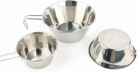 3-pc Stainless Steel Bowl Set Outdoor Bowls for Camping BBQ Hiking Picnic Dinner BBQ Cooker Portable Compact Easy to Clean