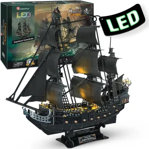 3D Puzzles for Adults Home Decor Pirate Ship Gifts for Men Women Model Kits Brain Teaser Puzzles for Adults Teacher Gifts,Queen Anne's Revenge 340 Pcs Dad'sGift