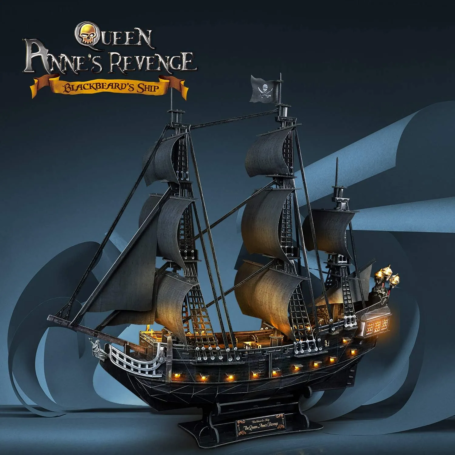 3D Puzzles for Adults Home Decor Pirate Ship Gifts for Men Women Model Kits Brain Teaser Puzzles for Adults Teacher Gifts,Queen Anne's Revenge 340 Pcs Dad'sGift