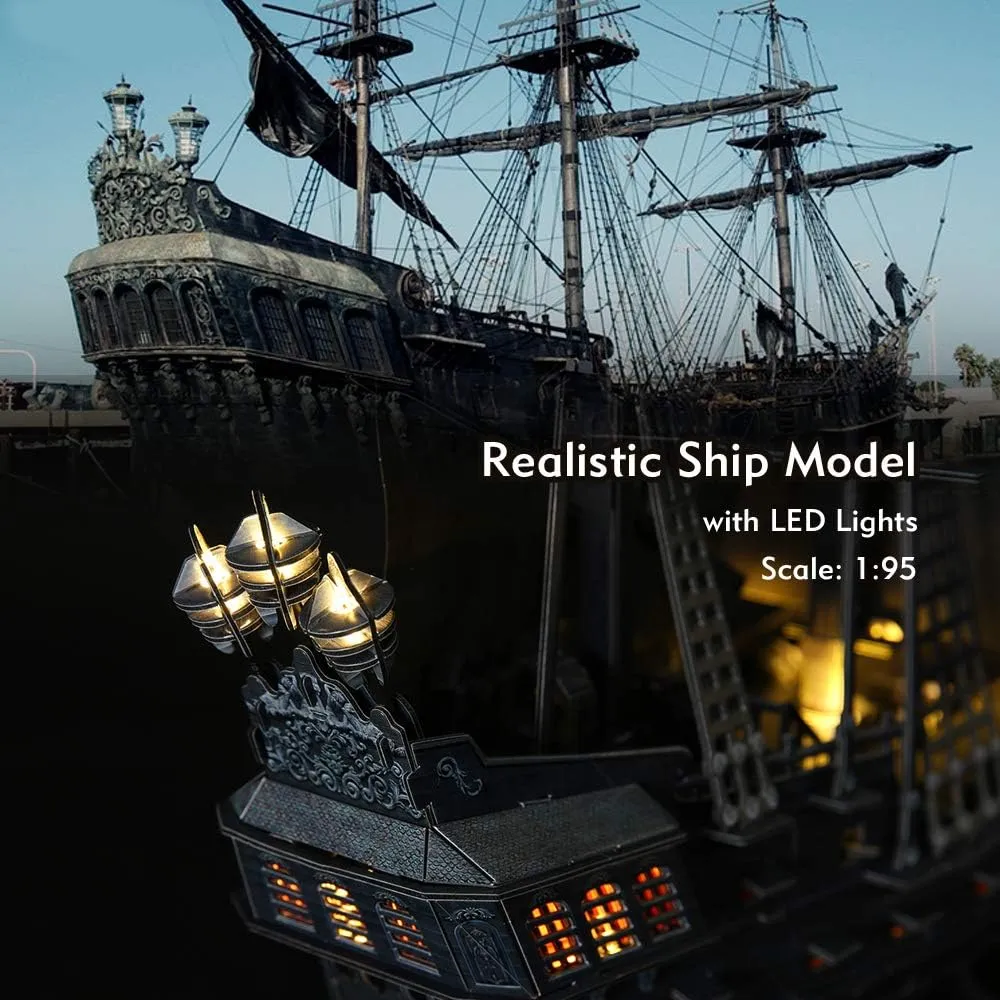 3D Puzzles for Adults Home Decor Pirate Ship Gifts for Men Women Model Kits Brain Teaser Puzzles for Adults Teacher Gifts,Queen Anne's Revenge 340 Pcs Dad'sGift