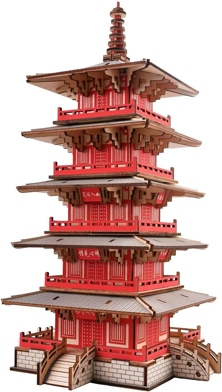 3D Wooden Puzzle,Hanshan Temple Buildings Model,World Famous Architecture Blocks Toy,Age 15  Assembly Home Decors Adult Craft Kits, DIY Brain Teaser Projects/Challenge for Adults(216piece)