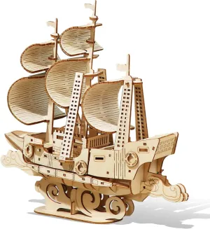 3D Wooden Sailboat Puzzle for Adults Wood Block Puzzle-Model Building Kit-Gift for Birthday/Father's Day