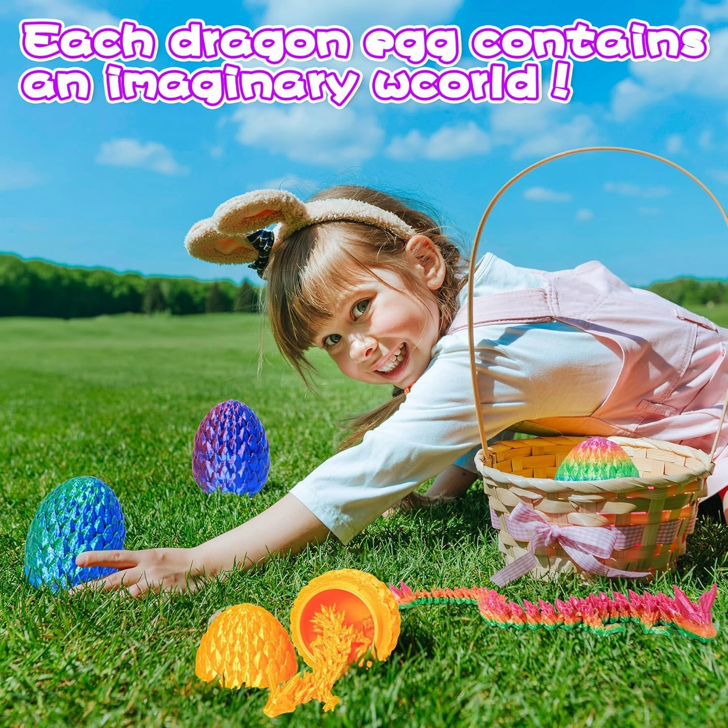 3D Printed Articulated Dragon Egg – Easter Basket Stuffers, Fidget Toy Gift for Kids & Adults(4Pcs)