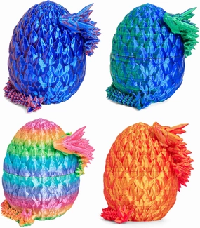 3D Printed Articulated Dragon Egg – Easter Basket Stuffers, Fidget Toy Gift for Kids & Adults(4Pcs)