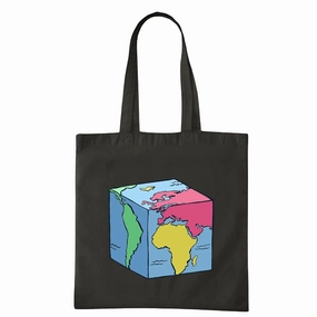 3D World Map Gift for Kids and Adults Educational Geography Toy Navy Black Multicolor Canvas Tote Bag