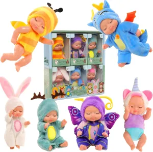 4 Inch Mini Baby Dolls 6pcs Set Lifelike Realistic Tiny Reborn Babies Dolls Toys with Cute Handmade Miniature Sleeping Doll Clothes for Suitability Gifts for Kids 3  Shower Party Birthday Gifts