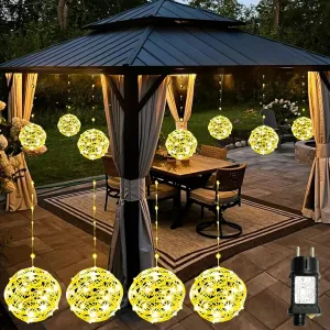 4 Pack 160Led Christmas Ball Lights for Tree Outdoor, 8 Modes 7.87in Globe String Lights Waterproof, Sphere Fairy Outside for Window House Garden Yard Porch Indoor Decorations, Warm White