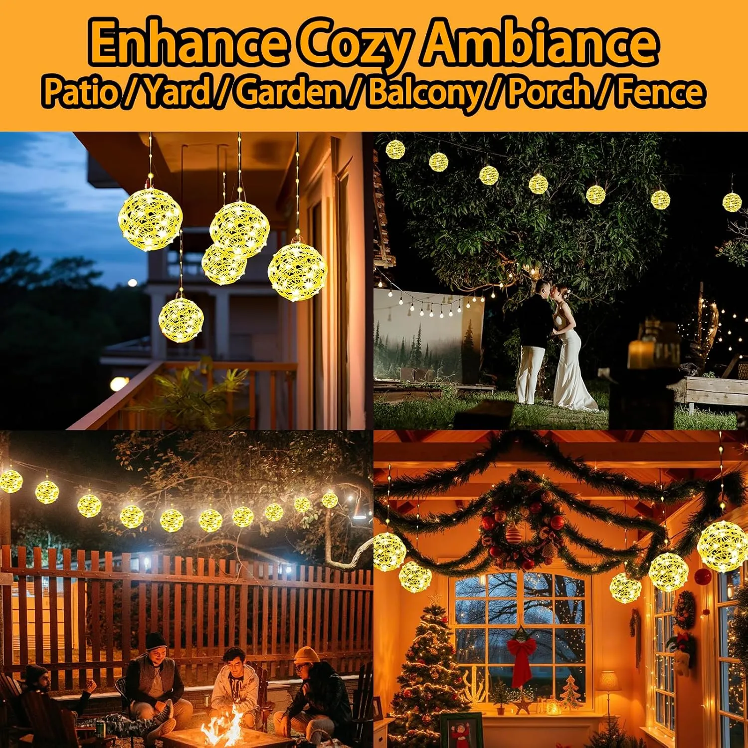 4 Pack 160Led Christmas Ball Lights for Tree Outdoor, 8 Modes 7.87in Globe String Lights Waterproof, Sphere Fairy Outside for Window House Garden Yard Porch Indoor Decorations, Warm White