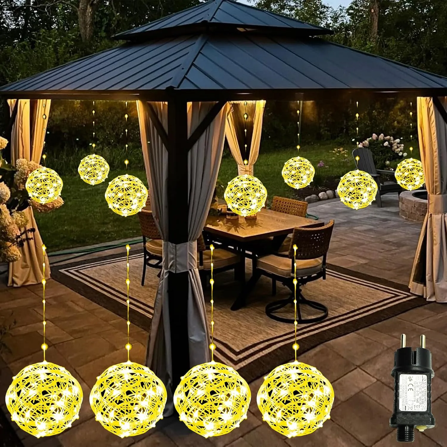 4 Pack 160Led Christmas Ball Lights for Tree Outdoor, 8 Modes 7.87in Globe String Lights Waterproof, Sphere Fairy Outside for Window House Garden Yard Porch Indoor Decorations, Warm White