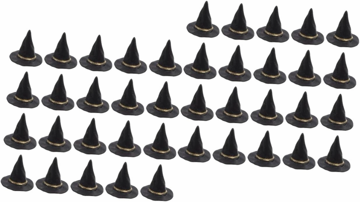 40pcs Miniature Witch Hats for Dollhouse Decor Halloween Party Favors Cute Craft Accessories Mini Dolls Hats for Creative Projects