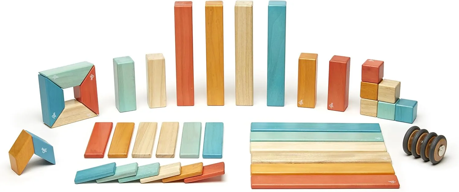 42 Piece Tegu Magnetic Wooden Block Set, Sunset, 1-99 years old