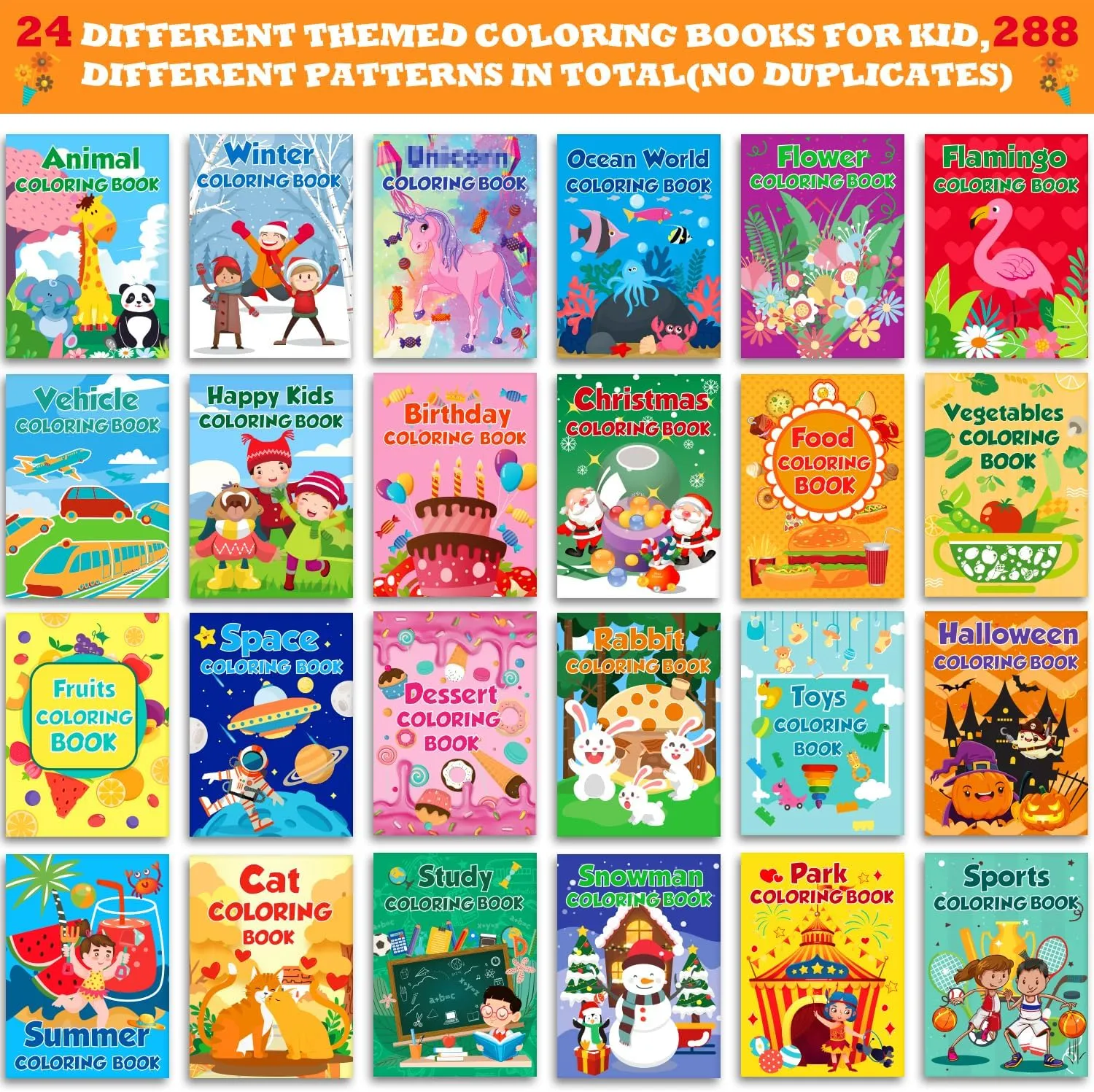 48 Pack Mini Coloring Books for Kids Ages 2-8, Bulk Coloring Books for Classroom & Parties, Includes Summer, Christmas, Toy, Car Themes