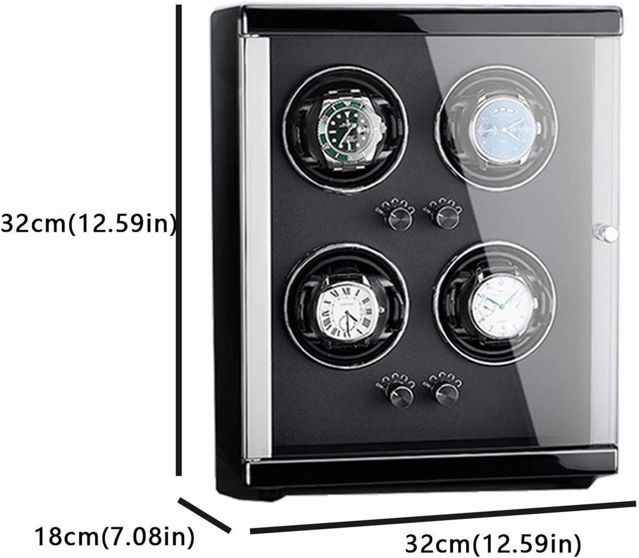 4 Watch Winder for Automatic Watches with Quite Motor-Unique 5 Rotation Modes Led Lighting and Touch Screen with Remote Control Anti-Magnetic Design,Black