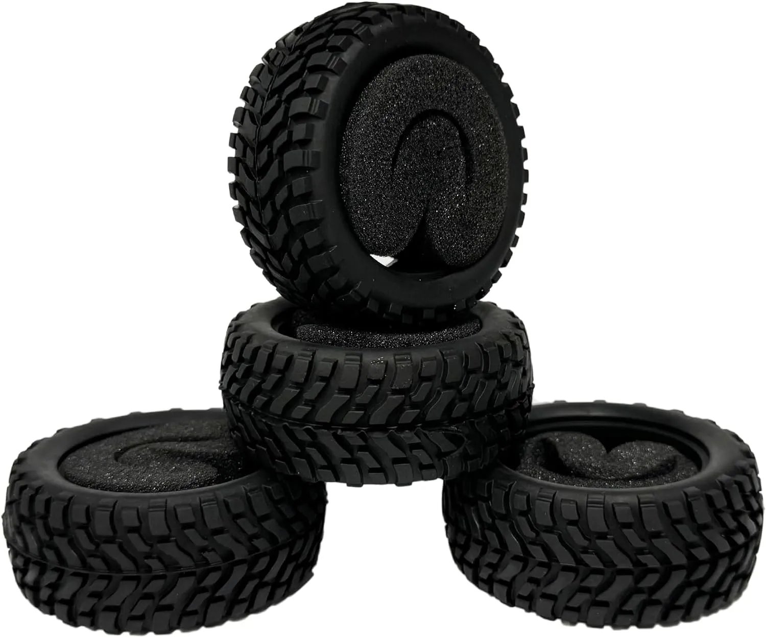 4PCS 75mm Rubber Tyre 1.9 inch Plating Plastic Wheel Rims Tires 12mm Hex for 1/14 1/16 Off Road Buggy Truck 1/10 RC On Road Racing Car for HSP HPI SCX10 TRX4 Tamiya(Gold Silver,Offset:6mm)