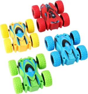 4pcs Double Sided Inertia Car Educational Cars Red Yellow Blue Green Resistant Models for Hand Coordination and Imagination Development