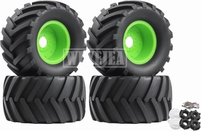 4PCS 1/8 Scale RC Monster Truck Rubber Tire w/17mm Hex Plastic Wheel Rim 173mm/91mm Rubber Rocks Tyres Set Fit for 1/8 Traxxas Sledge 95076-4 Arrma Kraton 6S Typhon 3S HSP HPI Redcat Kaiju
