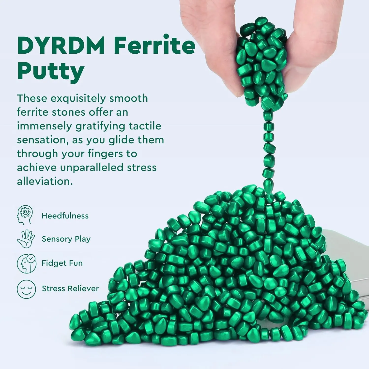 500  Original Ferrite Putty Green, Fidget Toy Ferrite Stones for Stress Relief, Sensory Toy for Adults & Teens 14 , Holiday Stocking Stuffer, Ferrite Rocks Fidget Present for Office