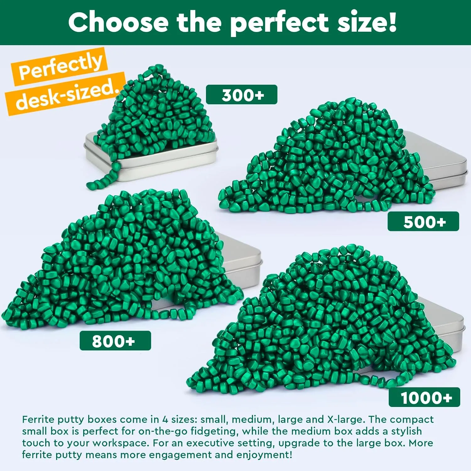 500  Original Ferrite Putty Green, Fidget Toy Ferrite Stones for Stress Relief, Sensory Toy for Adults & Teens 14 , Holiday Stocking Stuffer, Ferrite Rocks Fidget Present for Office