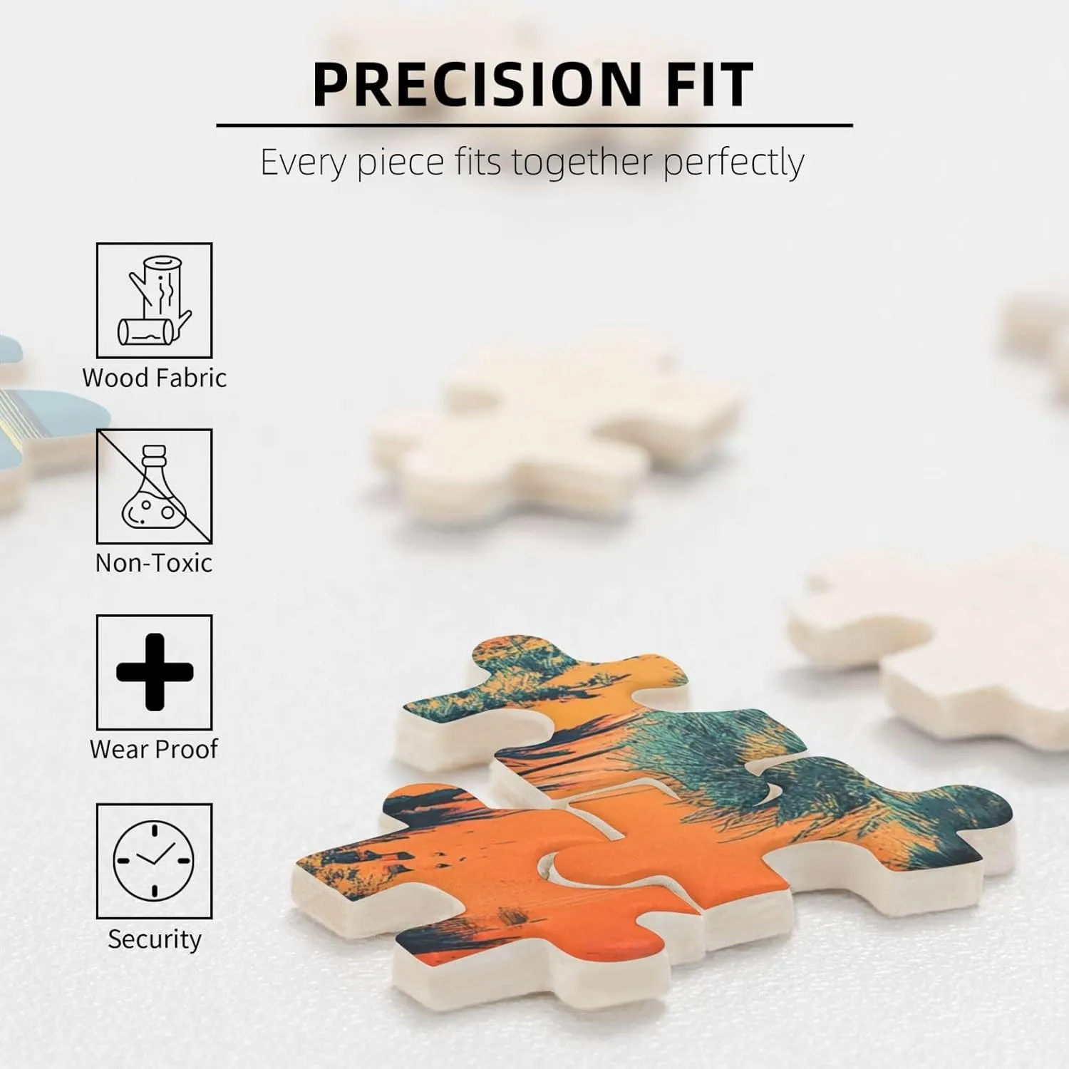 500 Pcs Wooden Jigsaw Puzzle for Adults,Vintage-Style Desert Landscape with Towering Saguaros,Stress Relief Activity,Retro Southwest Artwork,Brain Training Challenge,Eco-Friendly Piece