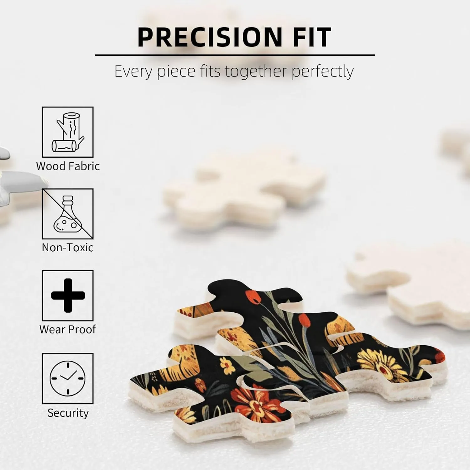500-piece Wooden Puzzle - Lion in Floral Paradise,Detailed Animal Portrait with Blooms,Relaxing Focus Activity,Premium Precision-Cut Pieces，Enjoy The plzzles Solving Process