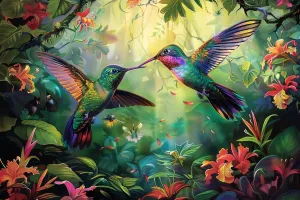 500 Pieces of Adult Puzzle, Hummingbirds in The Forest, Challenging Fun Activities As A Gift for Puzzle Enthusiasts