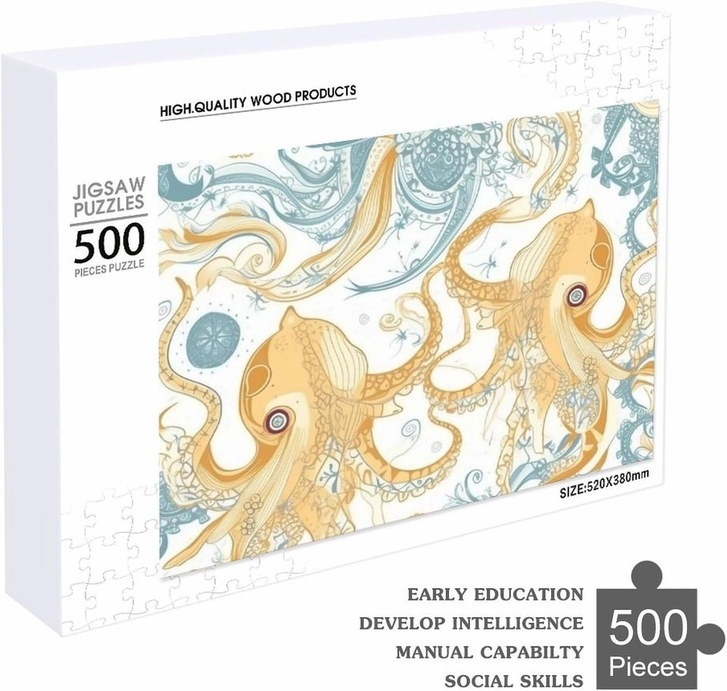 500 PCS Jigsaw Puzzle for Adults Personalized Picture Puzzle Light Yellow Fish Customized Wooden Puzzle for Family, Birthday, Wedding, Game Nights Gifts Animal Puzzle