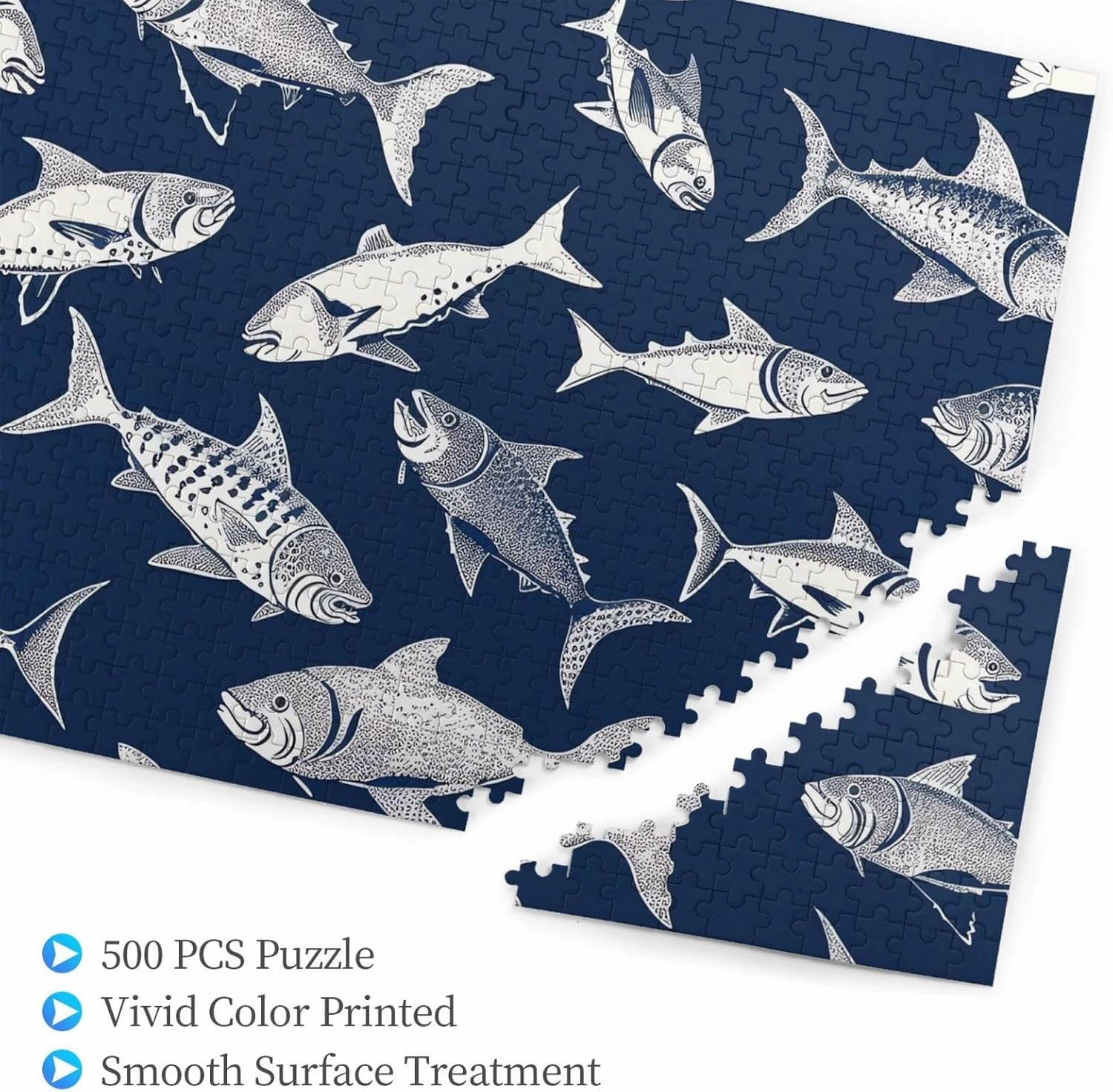 500 Piece Jigsaw Puzzle for Adults Challenging Puzzles for Game Nights Various Sea Fish Pattern Wooden Puzzle Personalized Custom Wood Puzzles for Family Picturepuzzle Finished Size 20.4"x15"