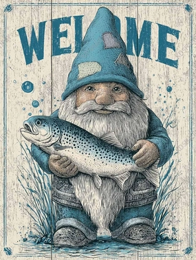 500 Piece Jigsaw Puzzle for Adults Fishing gnome Welcome Sign Challenging and Friendly Puzzle Game for Outdoorsy Home Decor Wall Decor Gift Family Game Night Fun