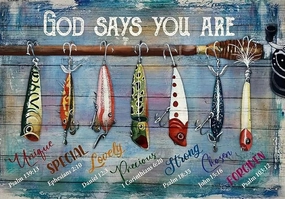 500 Pieces Puzzle for Adults - God Says You are - Fishing Bait - Wooden Jigsaw Puzzles Adults Educational Toy Teen Decompress IQ Challenge Game DIY Home Decor Kids Gifts.