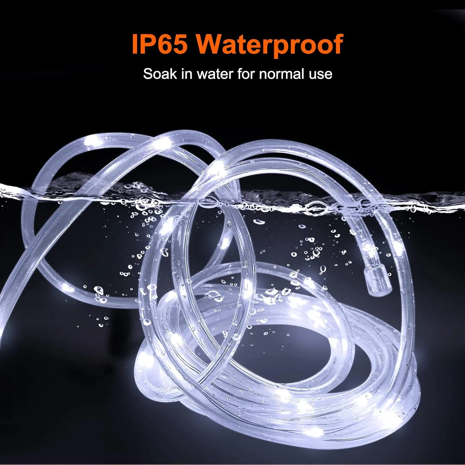 66Ft 200 LED Solar Rope Lights Solar Waterproof, Solar Outdoor Rope light, Rope Lights For Outside Fairy Lights, Led Rope Lights for Camping Birthday Party Christmas Halloween Holiday Lights(White)