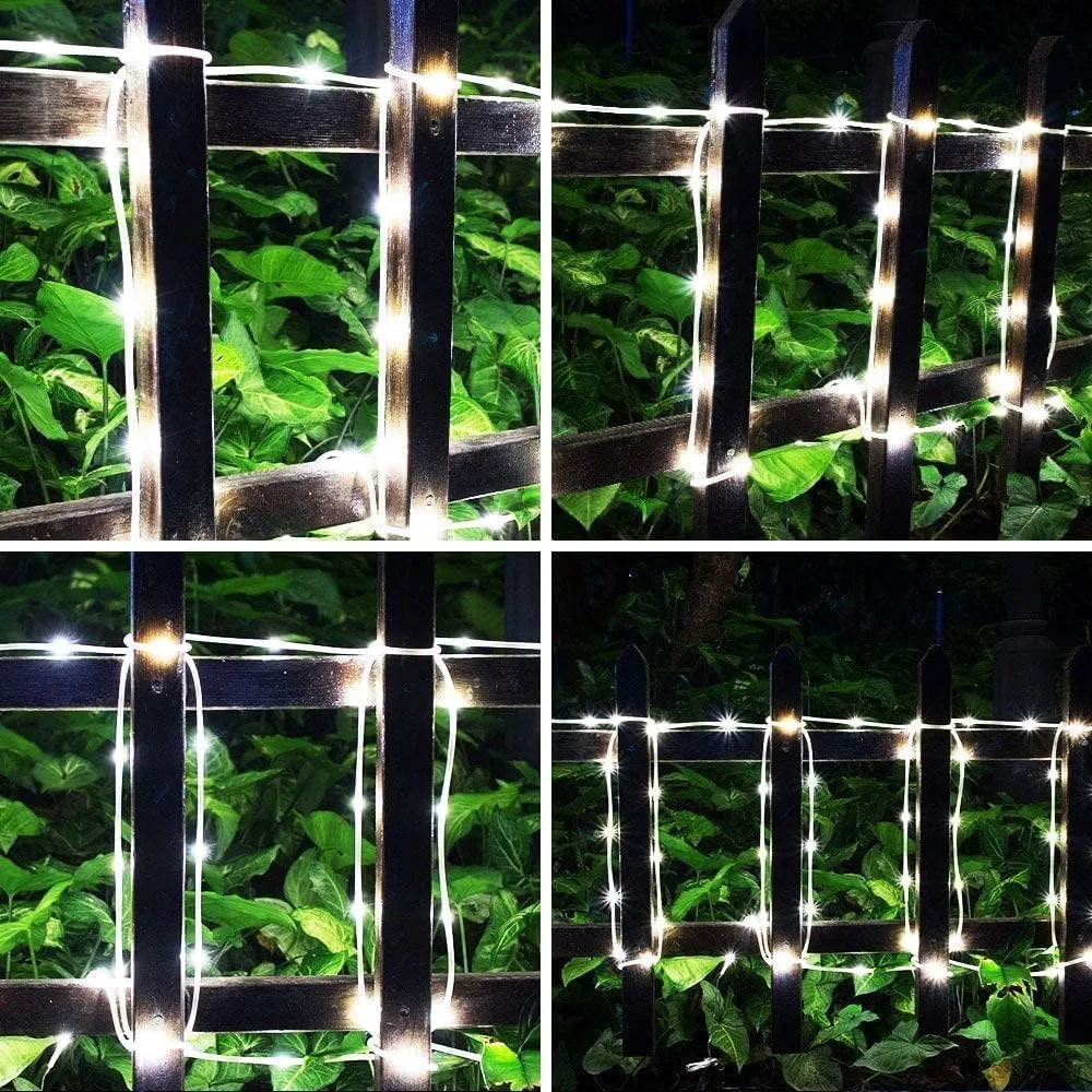 66Ft 200 LED Solar Rope Lights Solar Waterproof, Solar Outdoor Rope light, Rope Lights For Outside Fairy Lights, Led Rope Lights for Camping Birthday Party Christmas Halloween Holiday Lights(White)