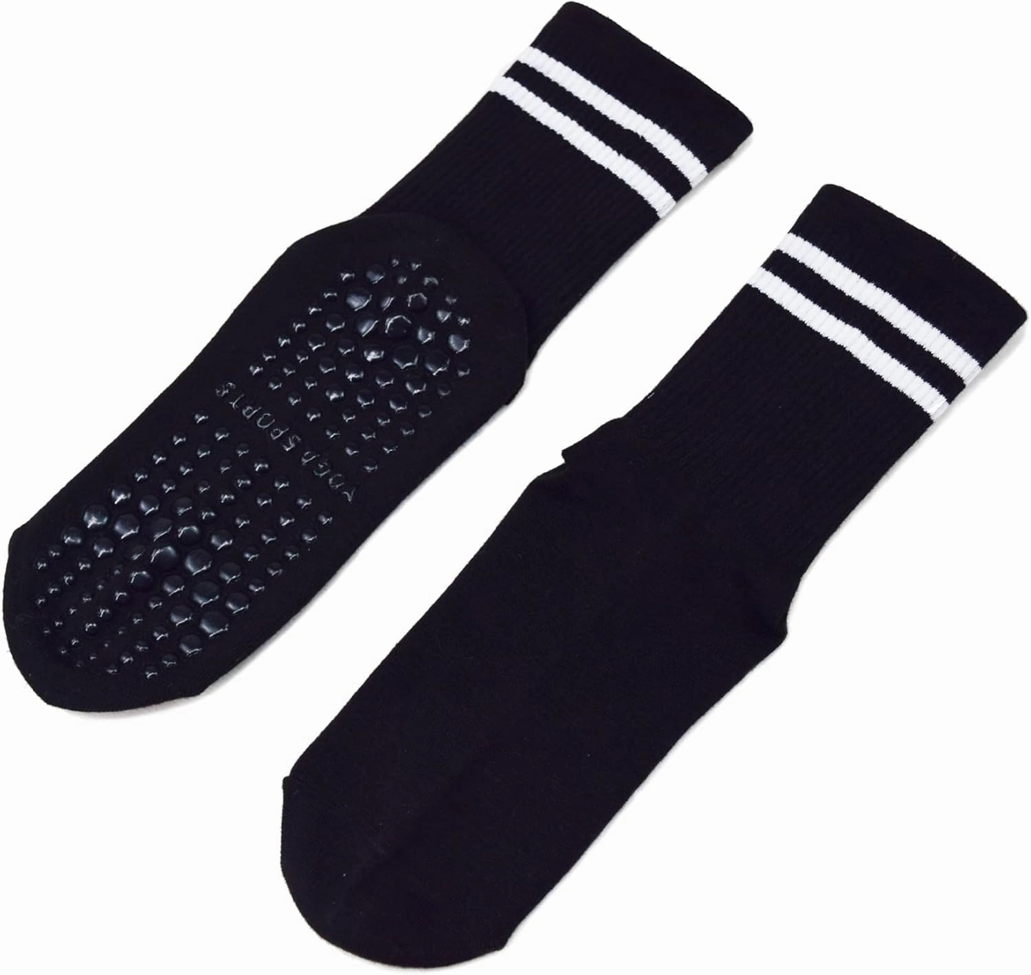 6 Pairs Pilates Socks with Grips for Women, Non-Slip Yoga Striped Crew Socks for Barre Hospital Workout