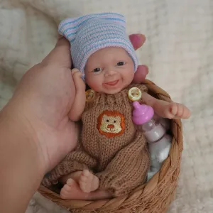 7 Inch Mini Reborn Baby Dolls，Silicone Full Body Baby Soft Skin Mini Realistic Newborn Baby Dolls Real Life Tiny Baby Doll with Feeding Accessories& Gift Box-Boy