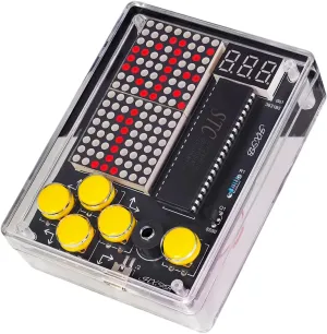 7 Retro Classic Pixel Game Maker DIY Soldering Project Game Console Kit Electronic Practice Solder Soldering Kit and Case, Idea for STEM Education Friends Gifts (Red)