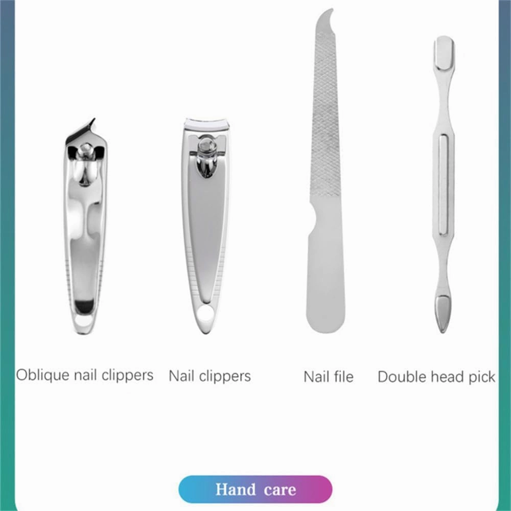 7-Piece Portable Stainless Steel Nail Clipper Ear Spoon for Travel Pedicure Manicure Tool Set Nail Care Cutter Set,Black Bag