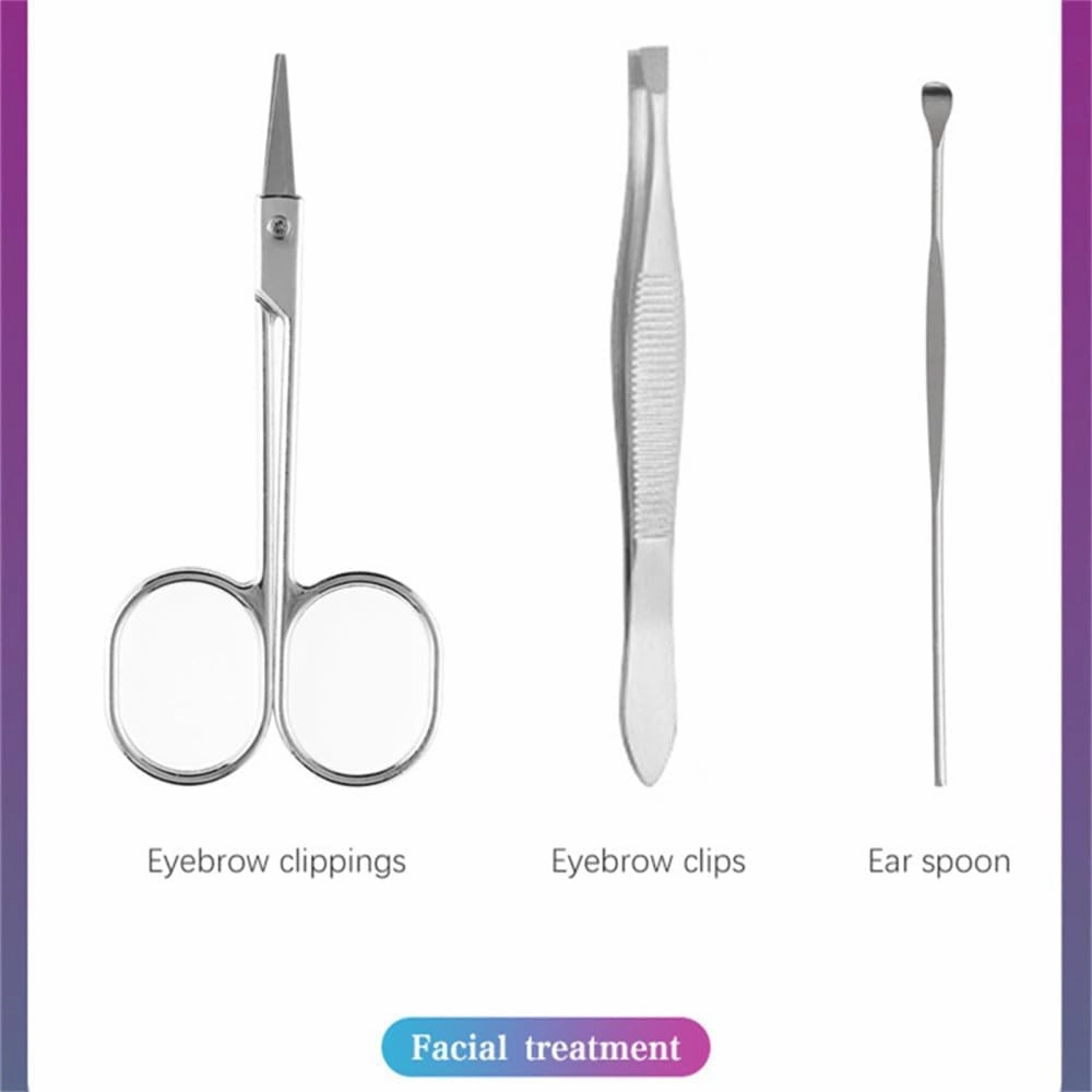 7-Piece Portable Stainless Steel Nail Clipper Ear Spoon for Travel Pedicure Manicure Tool Set Nail Care Cutter Set,Black Bag
