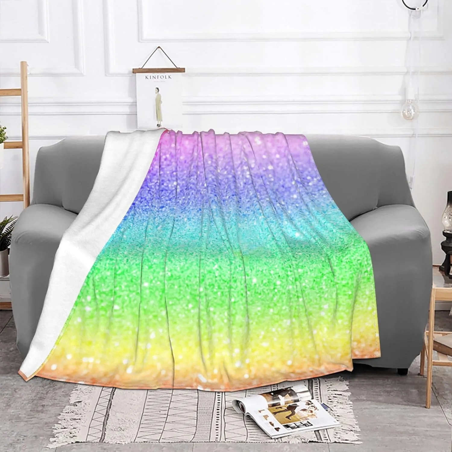 80"X60" Flannel Blanket - 100% Soft Polyester, Lightweight and Warm, Suitable for Families, Camping, Travel