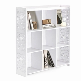 85 CM Freestanding Waterproof Storage Racks Bookcase Display Shelves Organizer Cabinet for Living Room Bedroom Office White