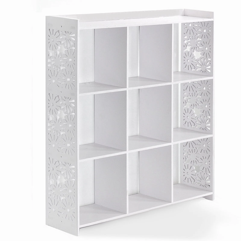 85 CM Freestanding Waterproof Storage Racks Bookcase Display Shelves Organizer Cabinet for Living Room Bedroom Office White