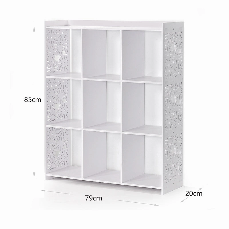 85 CM Freestanding Waterproof Storage Racks Bookcase Display Shelves Organizer Cabinet for Living Room Bedroom Office White
