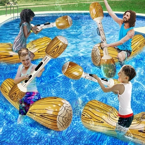 8 Pcs Jumbo Inflatable Floating Row Toys Pool Games for 4 Players Pool Toys for Adult Kids Teens, Extra Large Size Ride-on Battle Logs Pool Floats Family Summer Swimming Pool Party Water Sports Supply