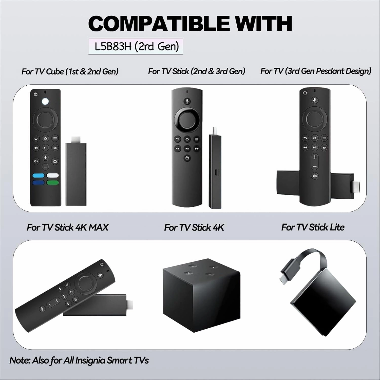 (Pack of 2) New Voice Replacement TV Remote Compatible with Stick 2rd Gen L5B83H, with Amazon Smart TVs Stick (2nd Gen,3rd Gen,Lite,4K),Compatible with All Insignia-Brand Smart TVs