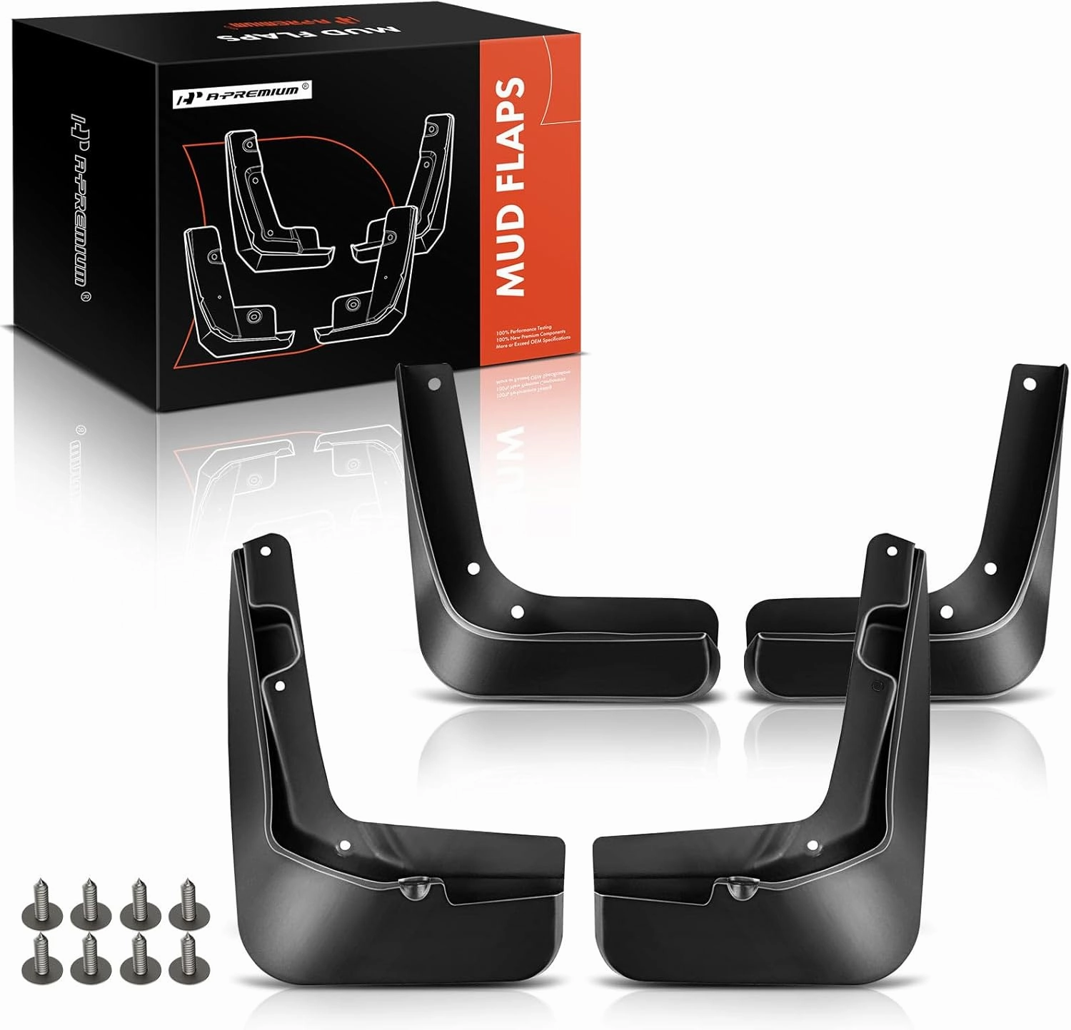A-Premium Set of 4PCS Mud Flaps Splash Guards Mudguards Mudflaps with Hardware Kits Accessory Compatible with Ford Fusion, 2013-2018, Sedan, Black Color, Front LH RH and Rear LH RH
